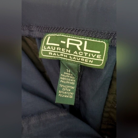 Lauren Ralph Lauren cargo cotton/nylon navy blue adjustable capris size 14 - Picture 7 of 7